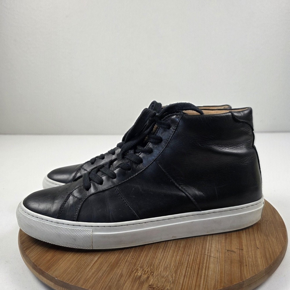GREATS Shoes Mens Size 10.5 Black Leather Mid Top Casual Sneakers Made In Italy